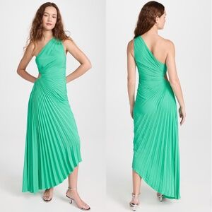 A.L.C delfina one shoulder pleated dress deep mint green FINAL PRICE NO OFFERS